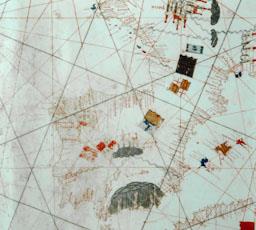 CARTA NAUTICA VALLSECA S XV MMB 3236 
DETALL PENINSULA IBÈRICA 
M M B