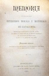 -MEMORIA EN DEFENSA DELS INTERESSOS MORALS I MATERIALS DE CATALUNYA- I M H