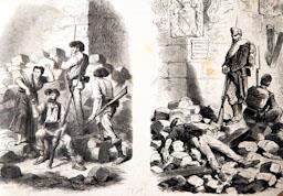 -ESCENES DE LA REVOLUCIÓ- BARCELONA 1869 C/EGIPCIAQUES 
I M H