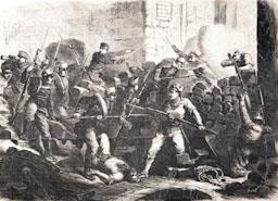 -ESCENES DE LA REVOLUCIÓ- BARCELONA 1869 C/EGIPCIAQUES 
I M H