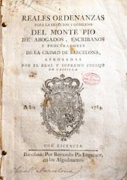 ORDENANZAS MONTEPIO 
BIBLIOTECA COL LEGI ADVOCATS