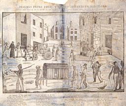 FEBRE GROGA XILOGRAFIA 1822 DIALEG FELIU I JAUMET
 MUSEU ARTS I TRADICIONS POPULARS
