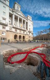 RESTES PAVIMENT DEL PATI D´ARMES DE LA CASERNA DE DRASSANES 
EXCAVACIONS PORTAL DE LA PAU 2023