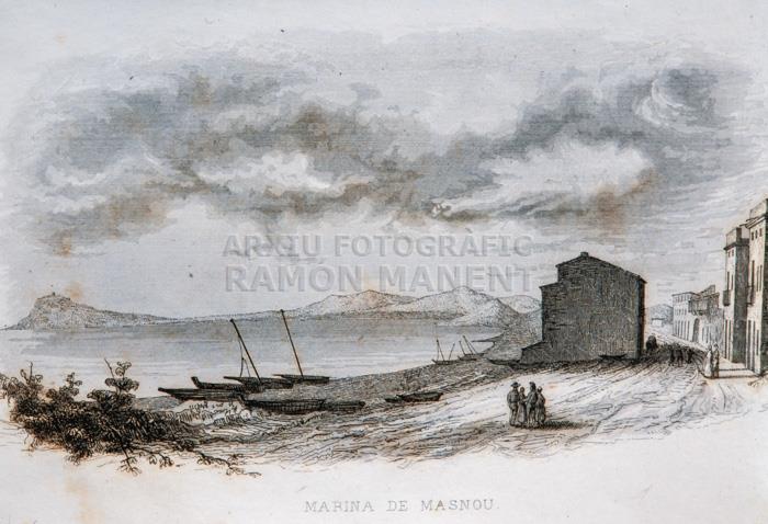 -MARINA DEL MASNOU GRAVAT PER -ESPAÑA OBRA PINTORESCA DE PI MARGALL 
B C