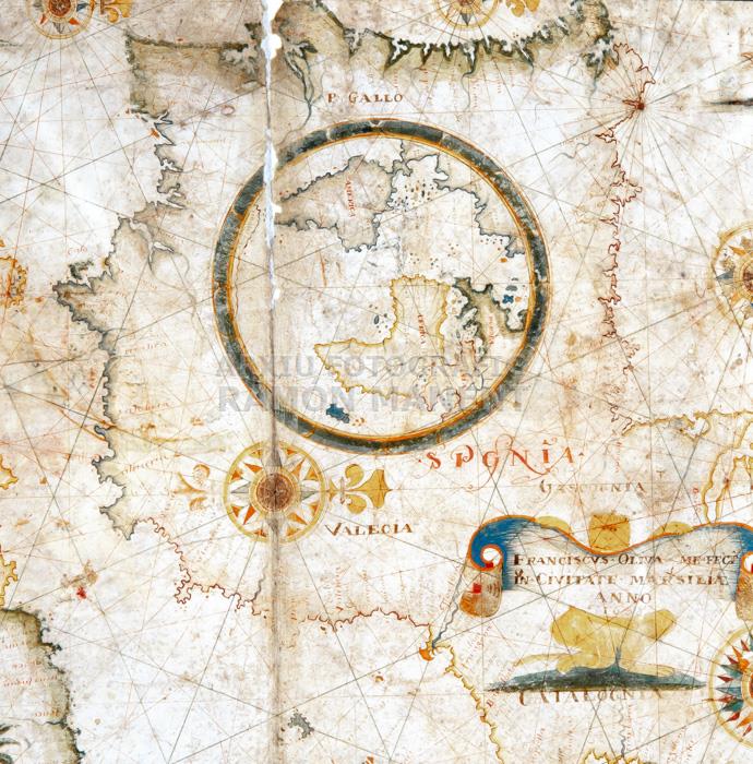 CARTA NAUTICA MEDITERRANIA MMB 10257 ATLES MARSELLA PENINSULA IBÈRICA AMB DETALL CENTRAL MAPAMUNDI 
M M B