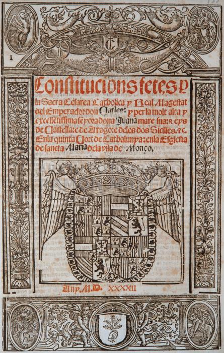 -CONSTITUCIONS DE CATALUNYA- S XVI 
CORTS DE MONSÓ 
A C A