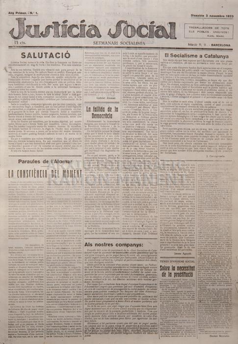 -LA JUSTICIA SOCIAL-
SETMANARI SOCIALISTA 
I M H