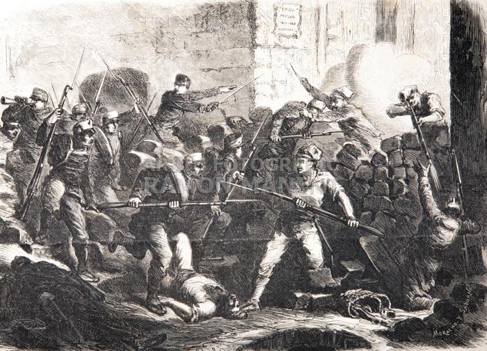 -ESCENES DE LA REVOLUCIÓ- BARCELONA 1869 C/EGIPCIAQUES 
I M H