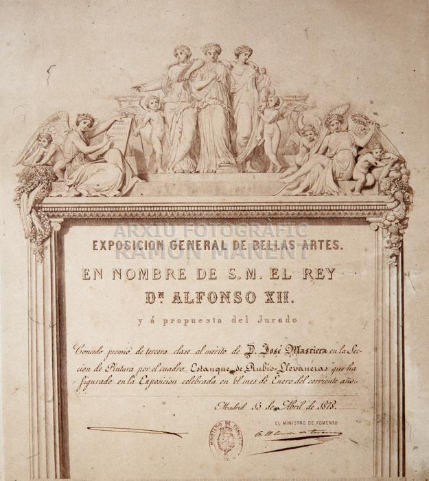 DIPLOMA A JOSEP MASRIERA 1878 
C P