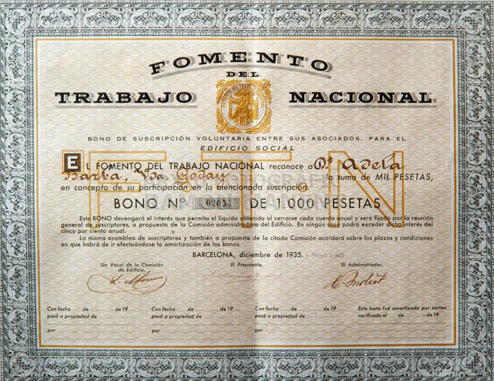 BONO CONSTRUCCIÓ 
FOMENT DEL TREBALL NACIONAL