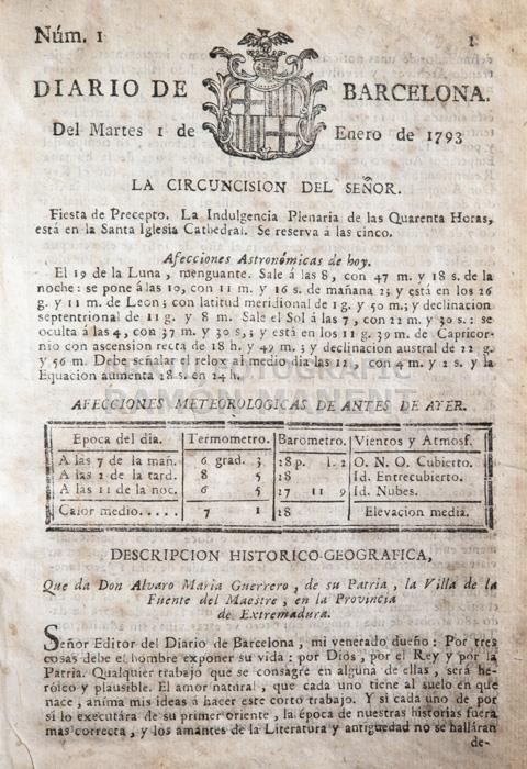 -DIARIO DE BARCELONA- Nº 1 
FOMENT DEL TREBALL NACIONAL