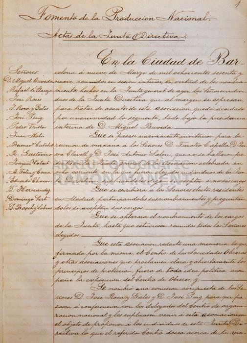 LLIBRE D´ACTES DEL
FOMENT DEL TREBALL NACIONAL