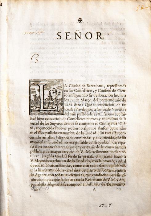 SUPLICA CONSELL DE CENT -
BIBLIOTECA COL LEGI ADVOCATS