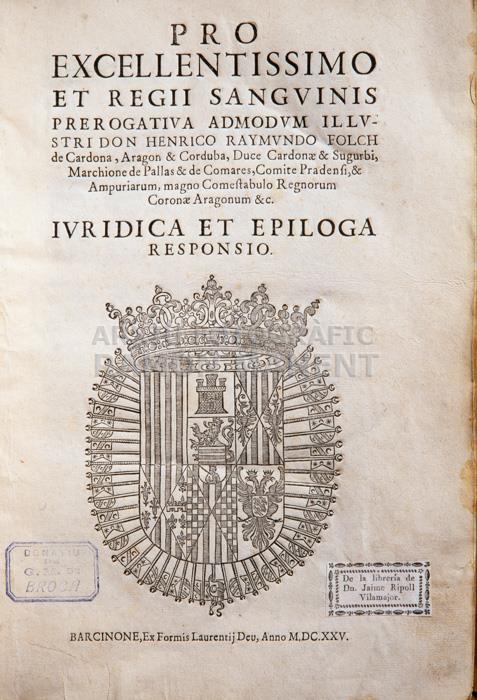 PRERROGATIVA PERE RAIMON FOLCH 
BIBLIOTECA COL LEGI ADVOCATS
