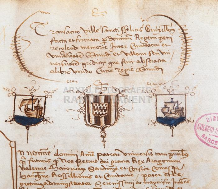 -LLIBRE PRIVILEGIS DE GIRONA-DETALL 
BIBLIOTECA COL LEGI ADVOCATS