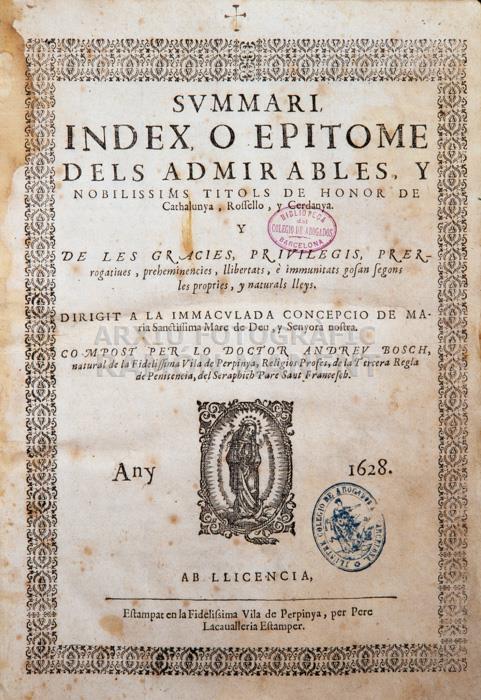 -INDEX O EPITOME-
BIBLIOTECA COL LEGI ADVOCATS