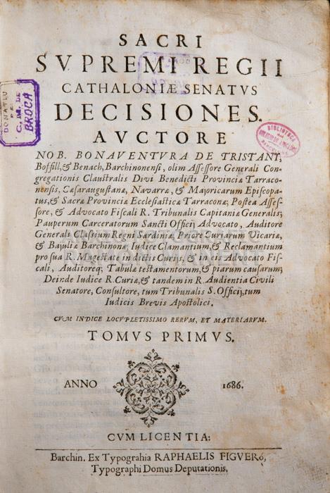 -SACRI SUPREMI-
BIBLIOTECA COL LEGI ADVOCATS