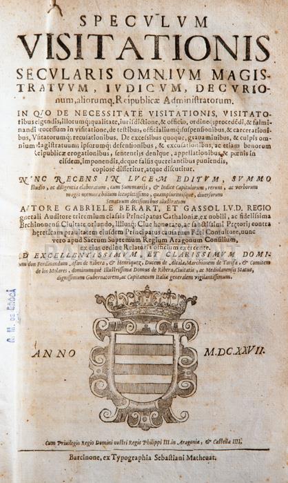 -SPECULUM VISITIATONIS-
BIBLIOTECA COL LEGI ADVOCATS