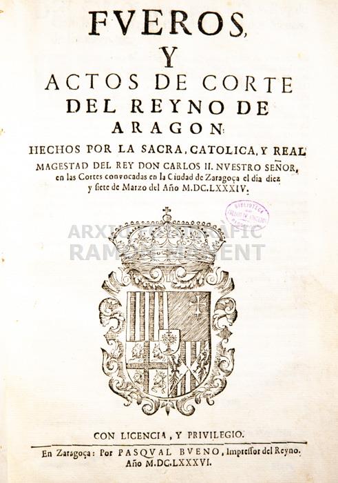 -FUEROS ACTOS DE CORTE- CARLES II 
BIBLIOTECA COL LEGI ADVOCATS