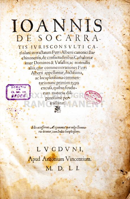 -IOANES SOCARRATIS-
BIBLIOTECA COL LEGI ADVOCATS