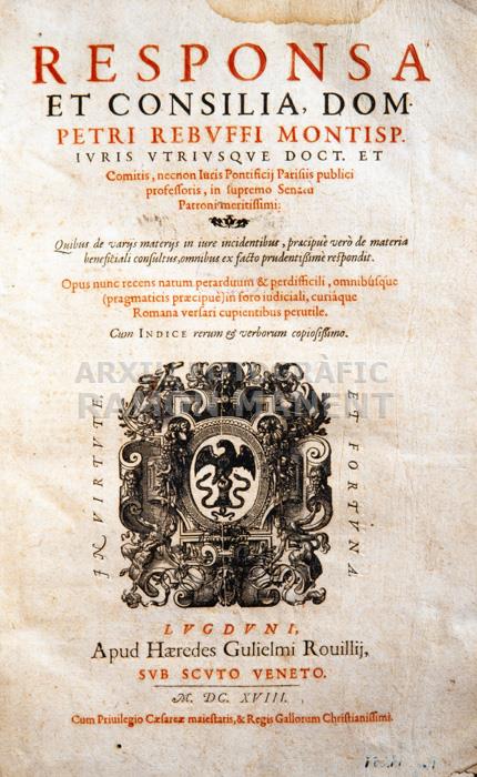 -RESPONSA ET CONSILIA-
BIBLIOTECA COL LEGI ADVOCATS