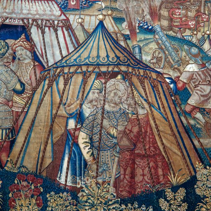 SETGE DE RODES (DETALL)S XVI TAULA DE CANVI TAPIS 
MUSEU DE LA INDUMENTARIA