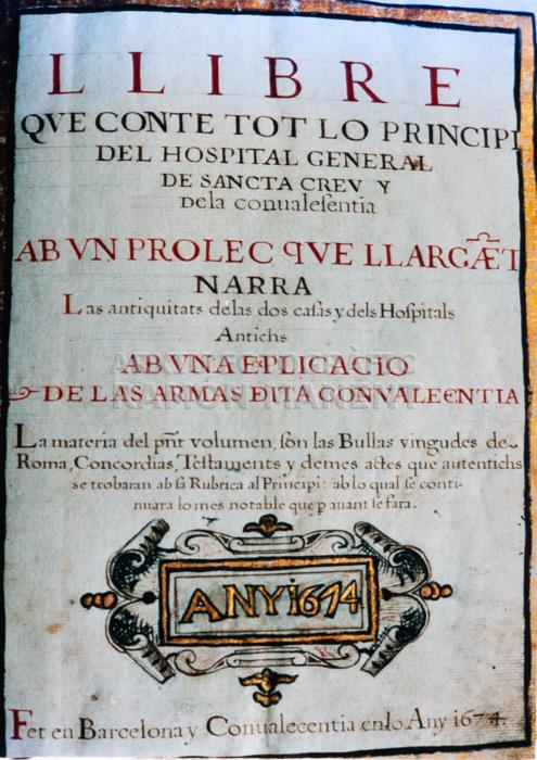 LLIBRE HOSPITAL DE ST PAU 1674 
ARXIU HISTÒRIC HOSPITAL DE SANT PAU
