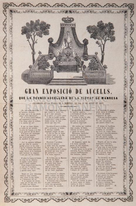 GRAVAT G EXPOSICIO D`AUCELLS FULL DE PROPAGANDA PAU ROCA 1865 
MUSEU ARTS I TRADICIONS POPULARS