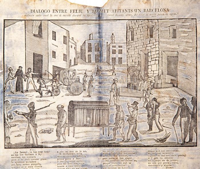 FEBRE GROGA XILOGRAFIA 1822 DIALEG FELIU I JAUMET
 MUSEU ARTS I TRADICIONS POPULARS