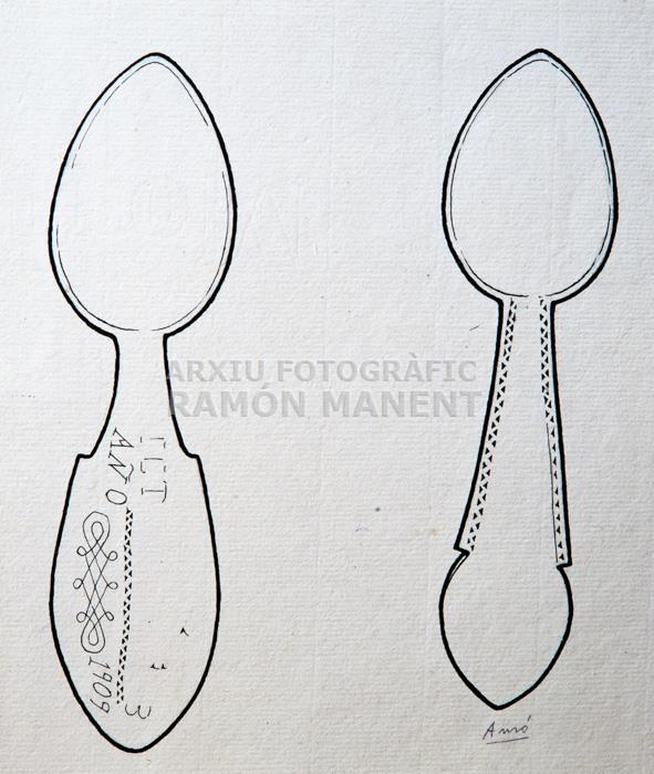 DIBUIX DE CULLERES DE FUSTA MUSEU ARTS I TRADICIONS POPULARS