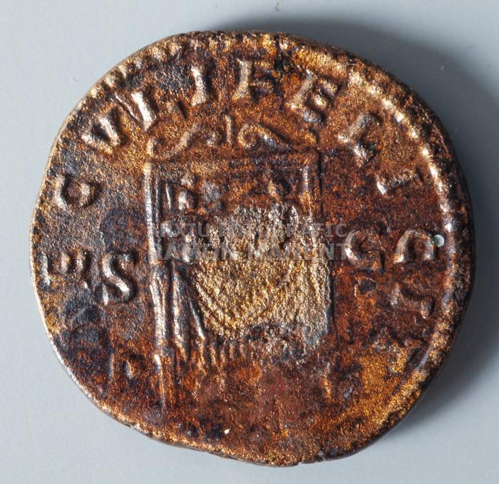 MONEDA ROMANA ILURO FAUSTINA MARE DE CLAUDI I FILLA DE MARC ANTONI 
MUSEU DE MATARO