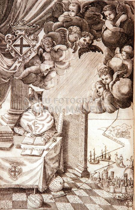 ST RAMON DE PENYAFORT GRAVAT ESCRIVINT LES DECRETALS 
C P 
