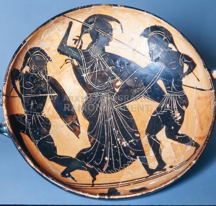 KYLIX CERAMICA GREGA EMPURIES LLUITA D`HECTOR I AQUILES AL MIG ATENA 
M A B