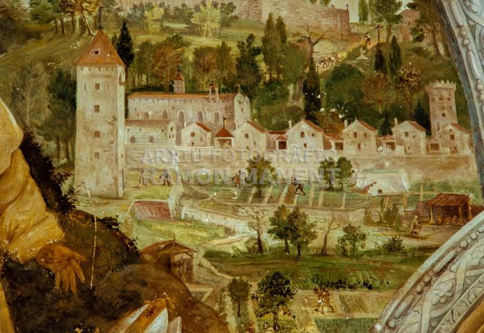 CARTOIXA MONTALEGRE MURAL 
REPRESENTACIÓ INTERIOR CARTOIXA S XVII (DETALL)